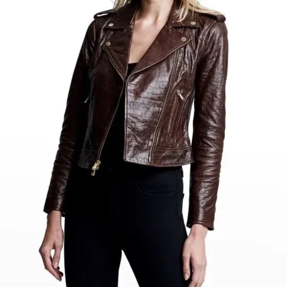 L'Agence lamb leather Biker Jacket $1495 MSRP